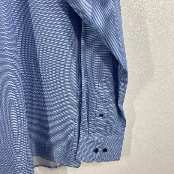 Mizzen+Main‎ Leeward Performance Dress Shirt Blue Pattern Standard Fit X-Large